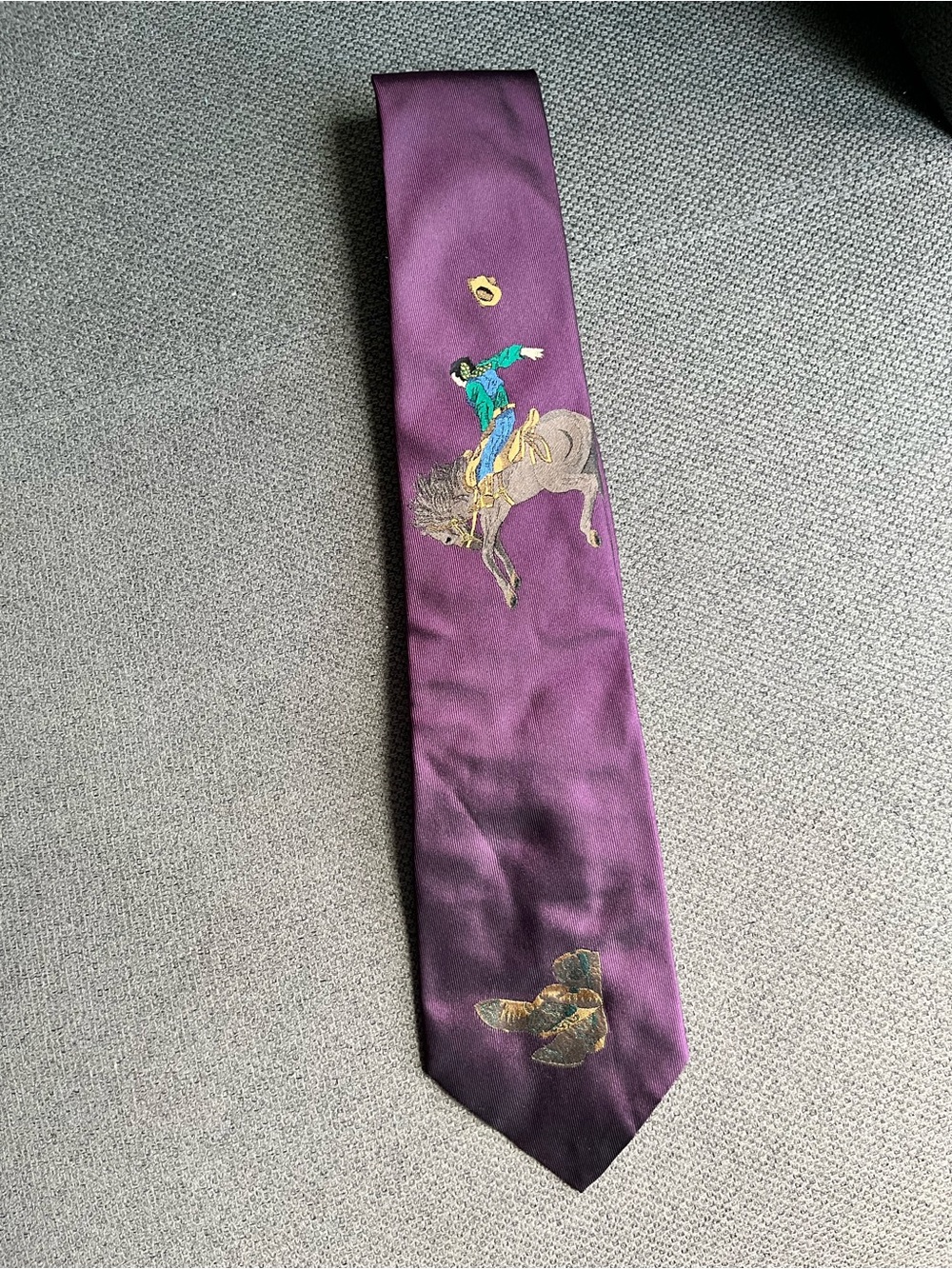 Vintage Polo Ralph Lauren Purple Western Rodeo Motif Men's Tie